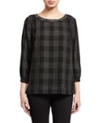 Pearl-neck Crepe Top