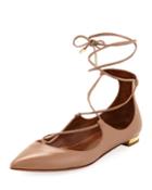 Christy Lace-up Leather Ballet Flats