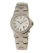 Stainless Steel Pave Crystal Bracelet Watch