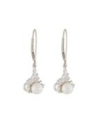 14k White Akoya Pearl & Diamond Drop Earrings