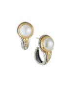 Silver & 18k Gold Mabe Pearl Hoop Earrings
