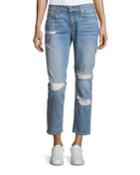 Mila Mid-rise Slim Girlfriend Jeans W/ Distressing