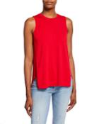 Crewneck Muscle Tank With Front Pocket & Button Back