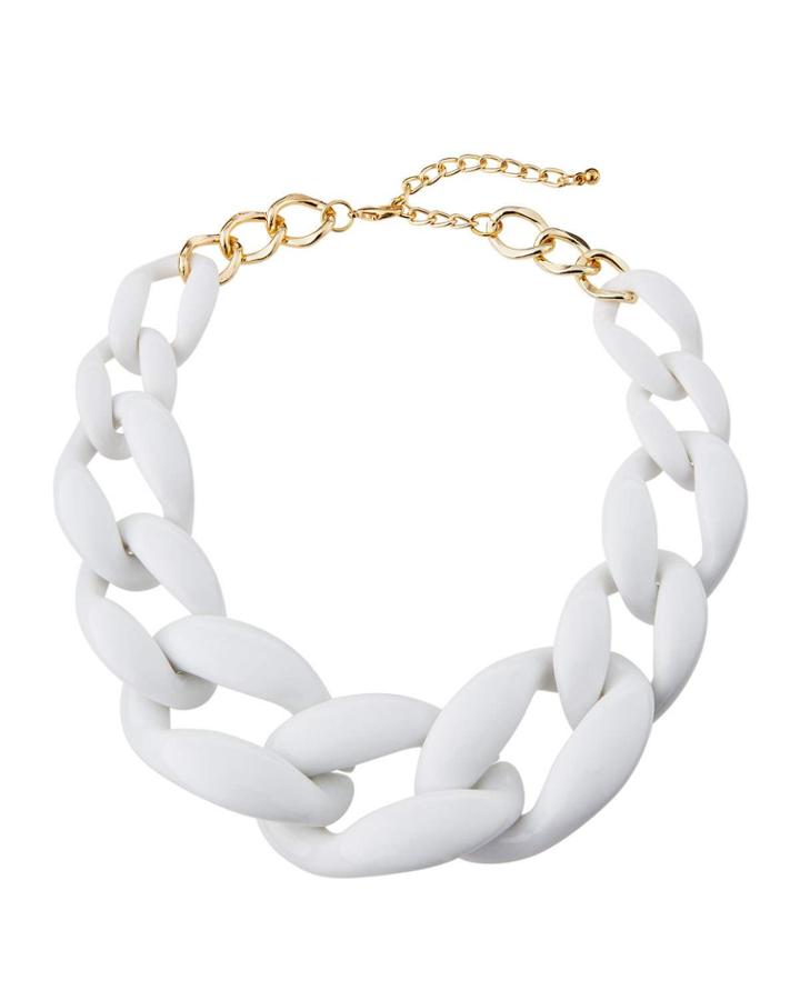 Graduated Resin-link Necklace, White