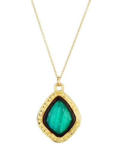 Old World 18k Malachite & Moonstone Kite Pendant Necklace