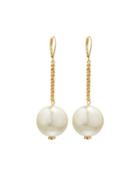 Golden Chain & Simulated Pearl Drop Earrings