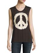 Daisy Peace Graphic Muscle Tee, Black