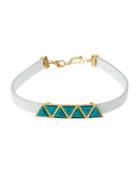 Faux-leather Station Choker W/ Simulated Turquoise