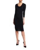 Soft Touch Scoop-neck 3/4-sleeve Drape Dress