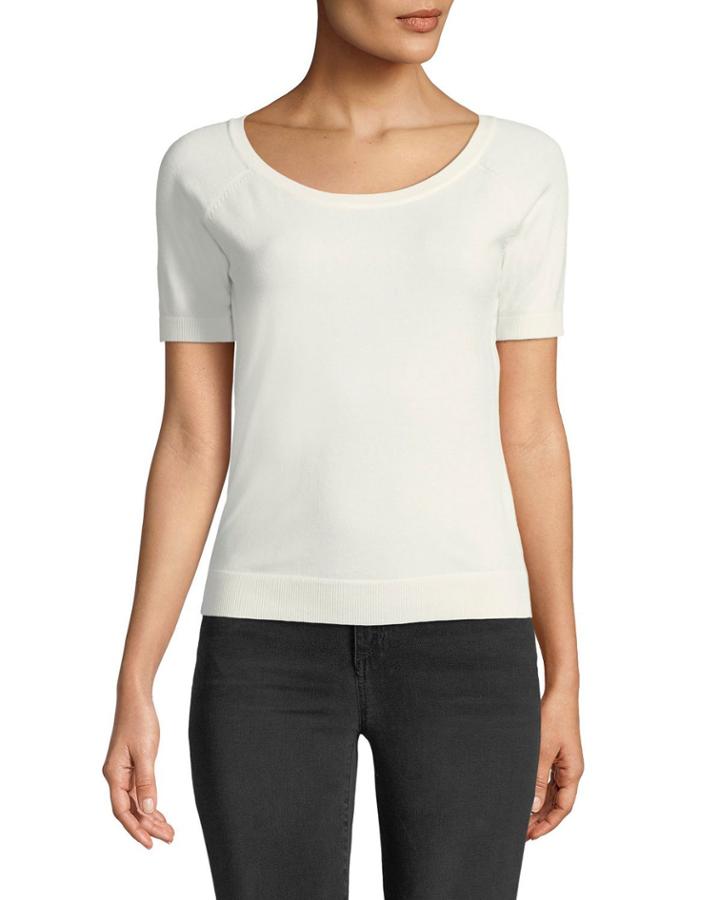 Ballet-neck Stretch-knit Tee