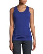 Braid-trim Scoop-neck Tank Top, Blue