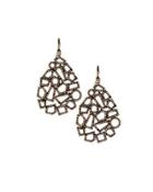 Geometric Cutout Drop Earrings W/ Champagne Diamond Pave