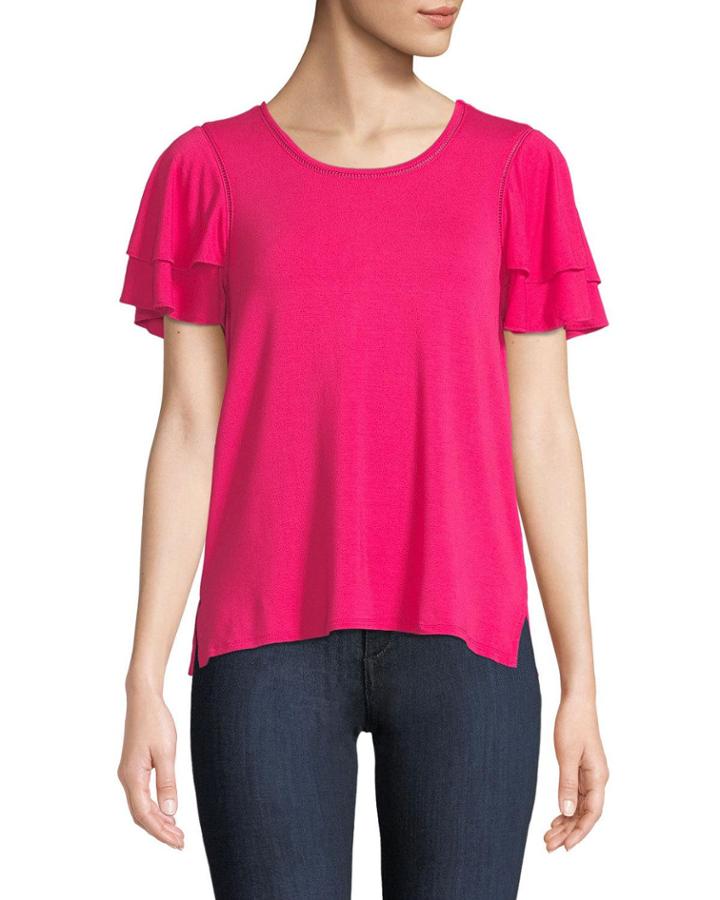 Ladder-stitch Flutter-sleeve Tee