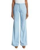 Katara Wide-leg Chambray Pants,