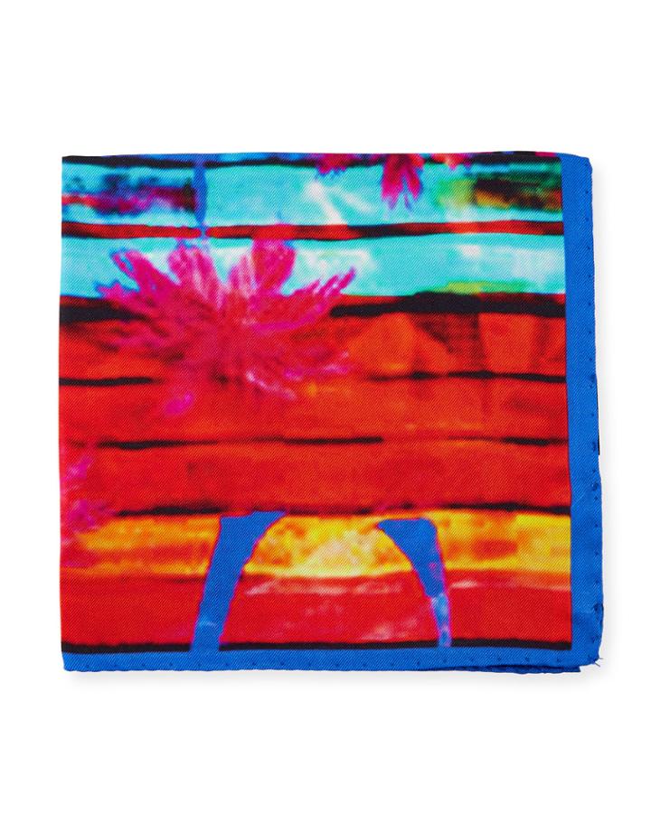 Palm Tree-print Silk Pocket