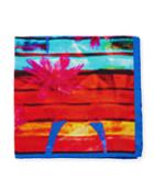Palm Tree-print Silk Pocket