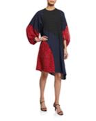 Enzo Colorblock Dot Print Dress