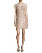 Short-sleeve Illusion Jacquard Dress