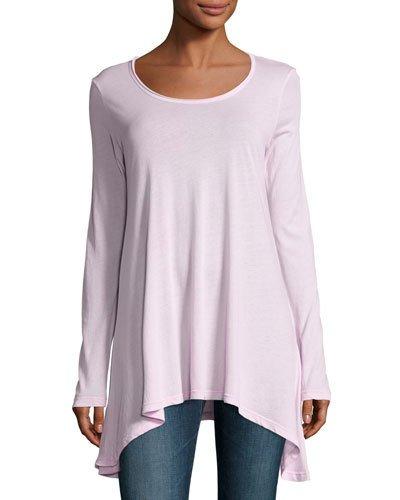 Long-sleeve Asymmetric-hem Tunic, Vintage Bluse