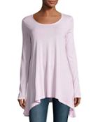 Long-sleeve Asymmetric-hem Tunic, Vintage Bluse