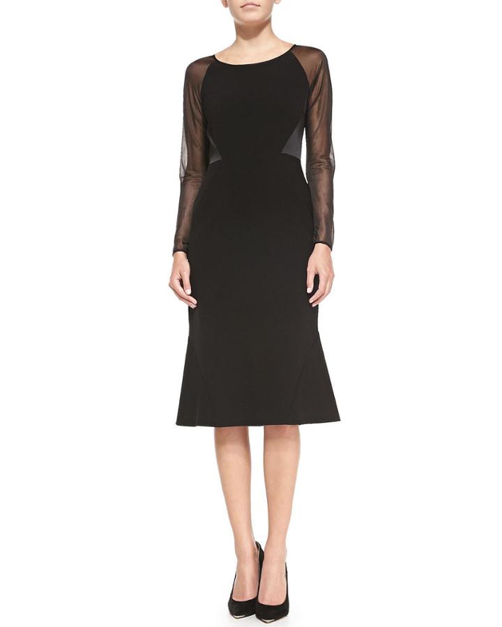 Regina Sheer-sleeve Dress