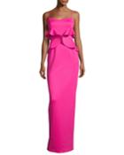 Delray Sleeveless Ruffle Scuba Gown, Iconic Pink