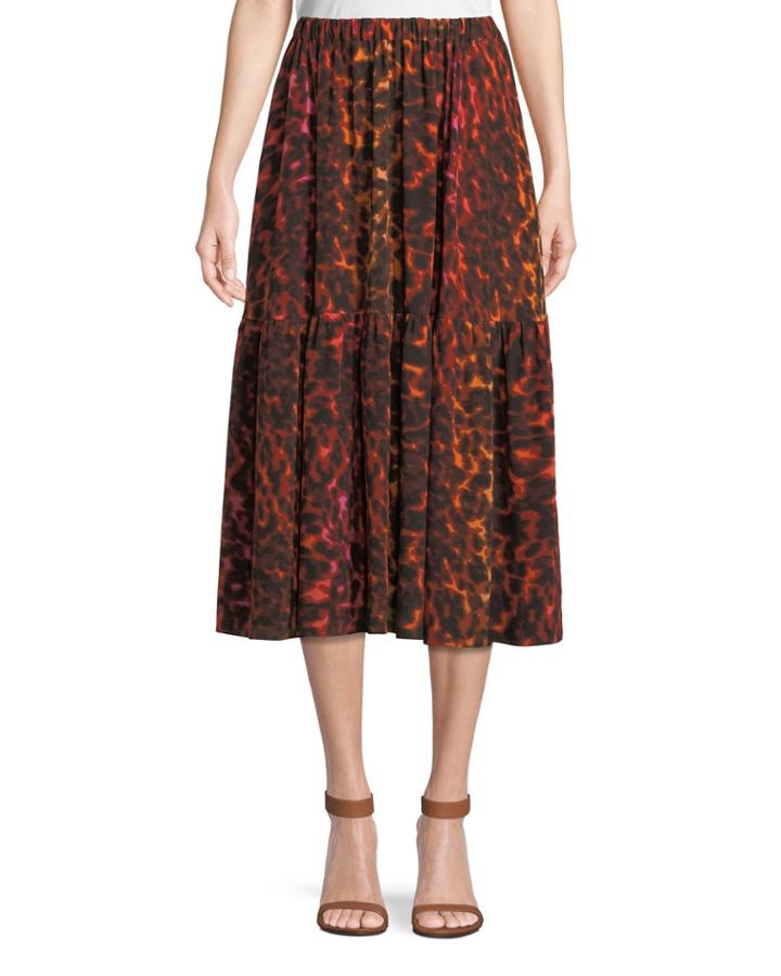 Neon Animal-print Silk Full A-line