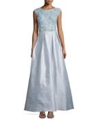 Cap-sleeve Sequined-bodice Combo Gown