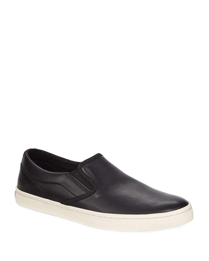 Men's Nantucket Slip-on Leather Sneakers, Black