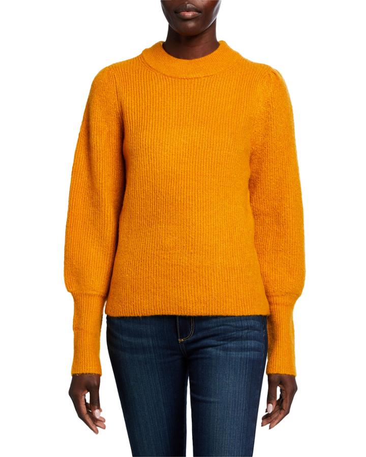 Mock-neck Bishop-sleeve