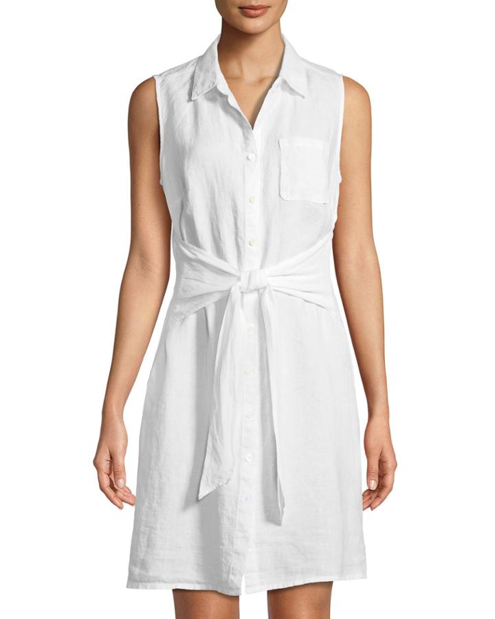 Sleeveless Tie-front Linen