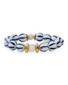Striped Bead Stretch Bracelet, Blue/white