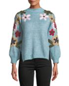 Embroidered Floral Pullover