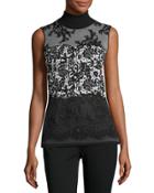 Carrie Sleeveless Sweater, Black/pewter