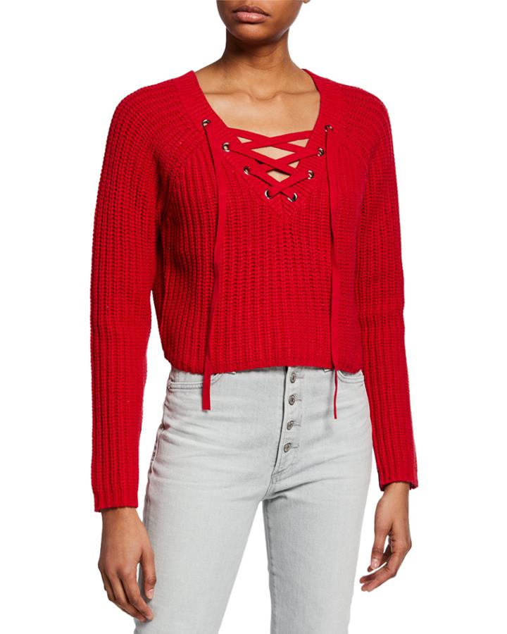 Long-sleeve Lace-up Cropped