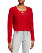 Long-sleeve Lace-up Cropped