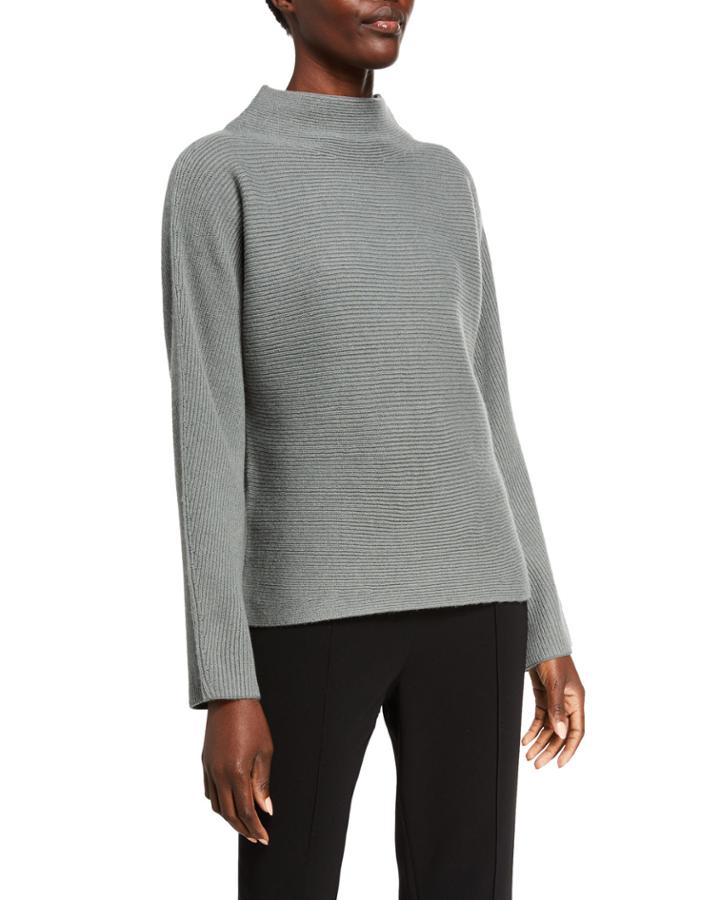 Ribbed Wool-cashmere Funnel-neck