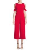 Cold-shoulder Ruffled Crop Jumpsuit