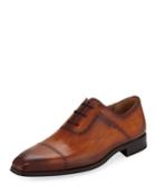 Brogue Leather Lace-up Oxford, Brown