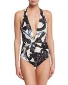 Sirene & Marinai Plunge-neck Printed One-piece