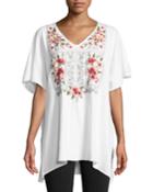 Christine V-neck Embroidered Poncho