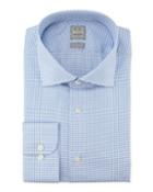 Ike Behar Textured Houndstooth Woven Dress Shirt, Blue, Men's,