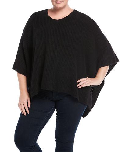 Cashmere Asymmetric-hem Poncho,