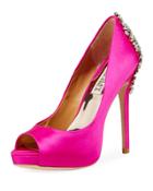 Kiara Rhinestone-heel Satin Platform Pump