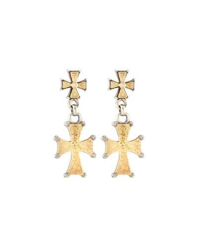 Maltese Cross Diamond Double-drop Earrings