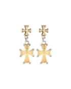 Maltese Cross Diamond Double-drop Earrings