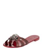 Metallic Snake-print Embellished Flat
