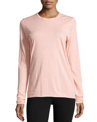 Long-sleeve Jewel-neck Top