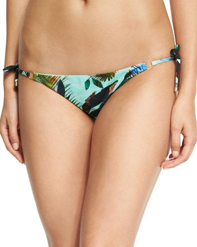 Celebrity Palm-print Side-tie Swim Bottom,
