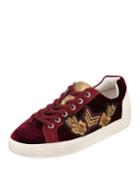 Nak Army Embroidered Velvet Low-top